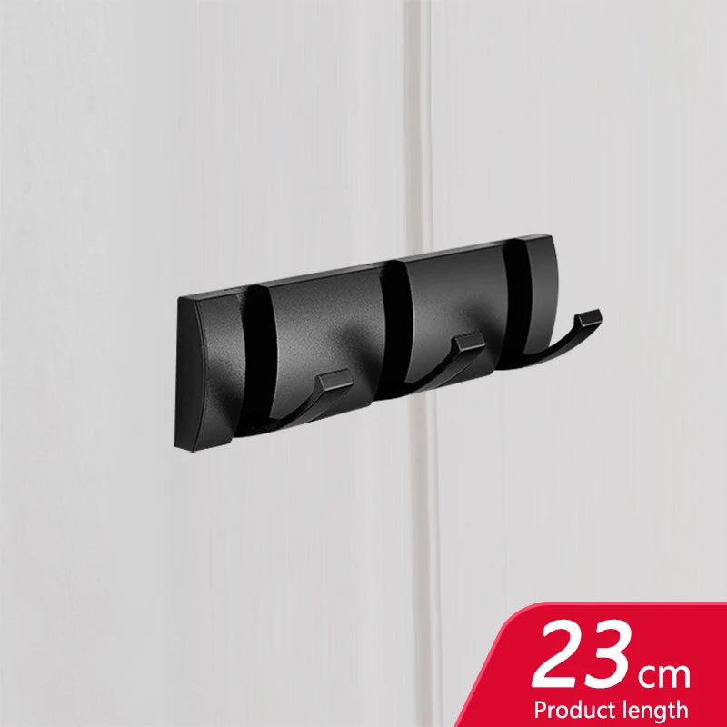 Black Golden Folding Robe Hooks Towel Hanger Nail Free Installation