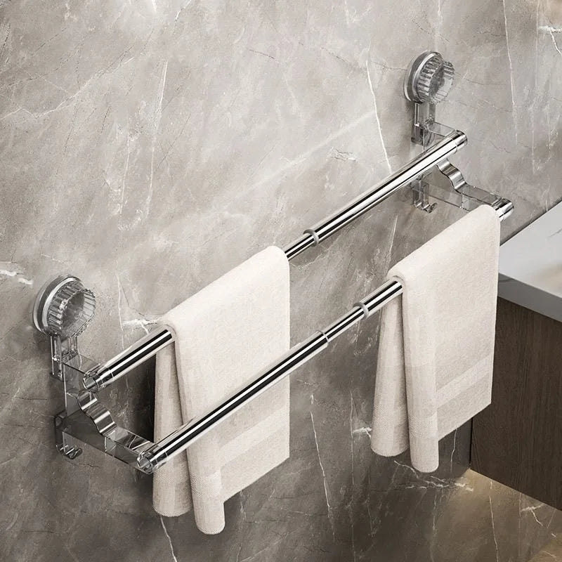 Double Layer 56-94cm Suction cup wall mounted towel rack