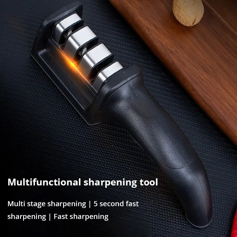 Black Kitchen Three Segment Knife Sharpener Household Multi