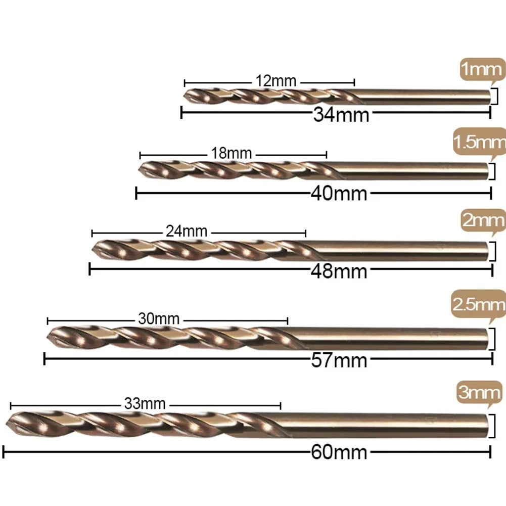 10pcs/set HSS M35 Cobalt Drill Bits 1-3mm for Metal/Stainless Steel