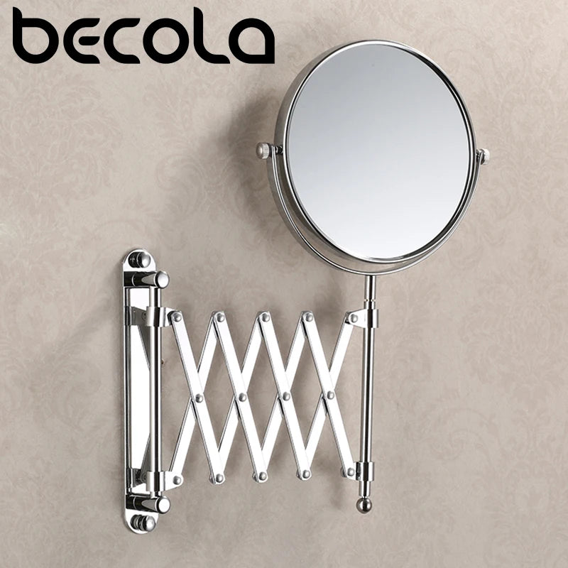 8 Inch 3X Magnifying Round Wall Make Up Mirror Two-Sided Retractable