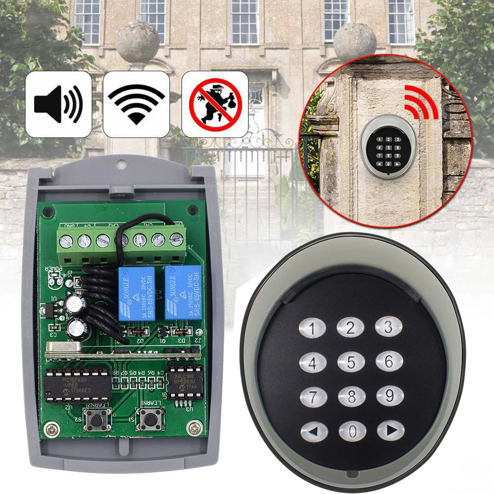 Keypad 433.92MHz Receiver Door Lock Access Controller Wireless Keypad