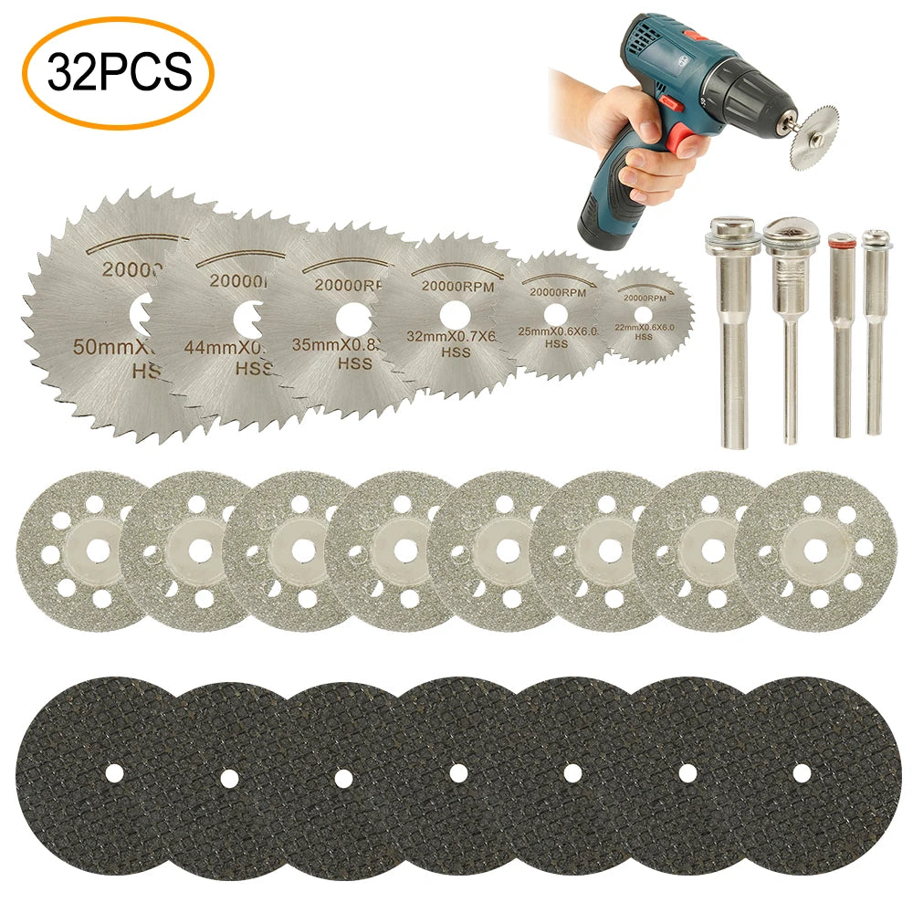 Mini Circular Saw Blade & Grinding Disc Set – 6 to 32 Pieces for Rotary Tools