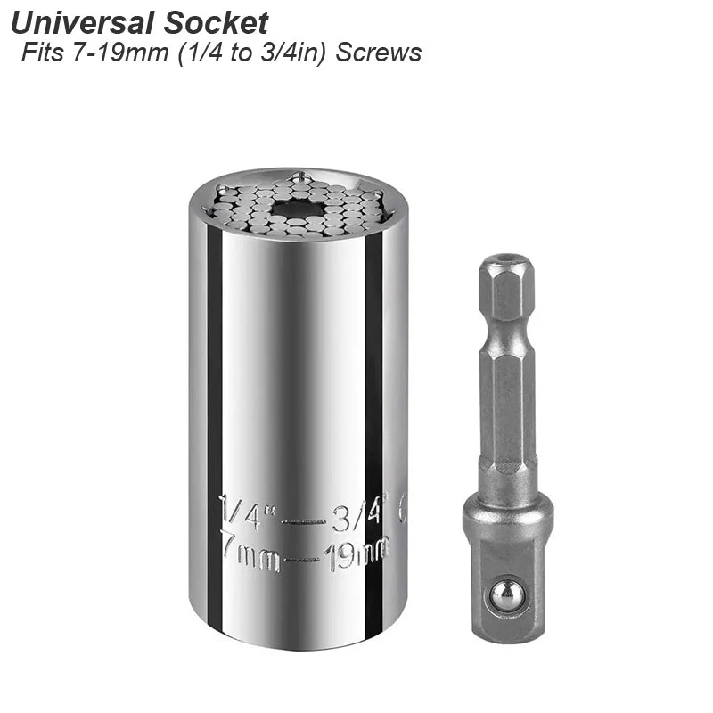 Universal Socket Wrench Head Set Sleeve Gadget 7-19mm Power Drill