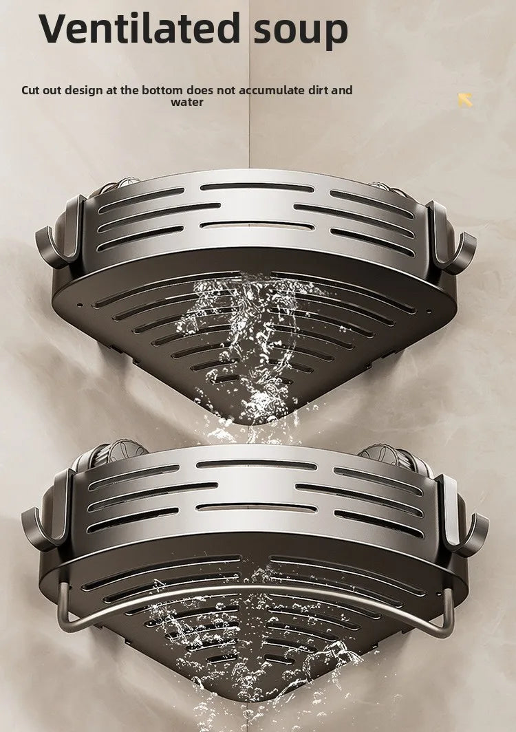 Bathroom suction cup triangular basket storage rack
