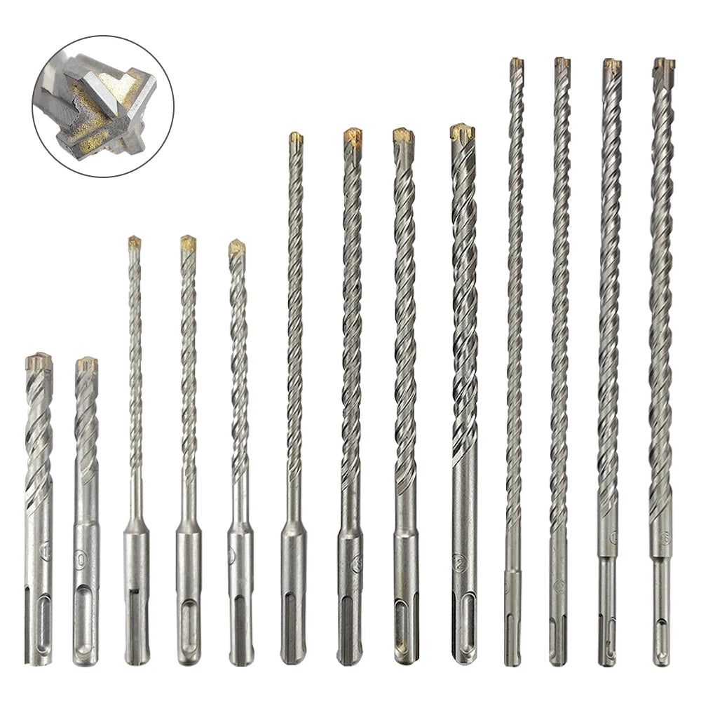 SDS Plus Concrete Drill Bit — 4-Cutter Cross Tips, 110mm to 350mm f...