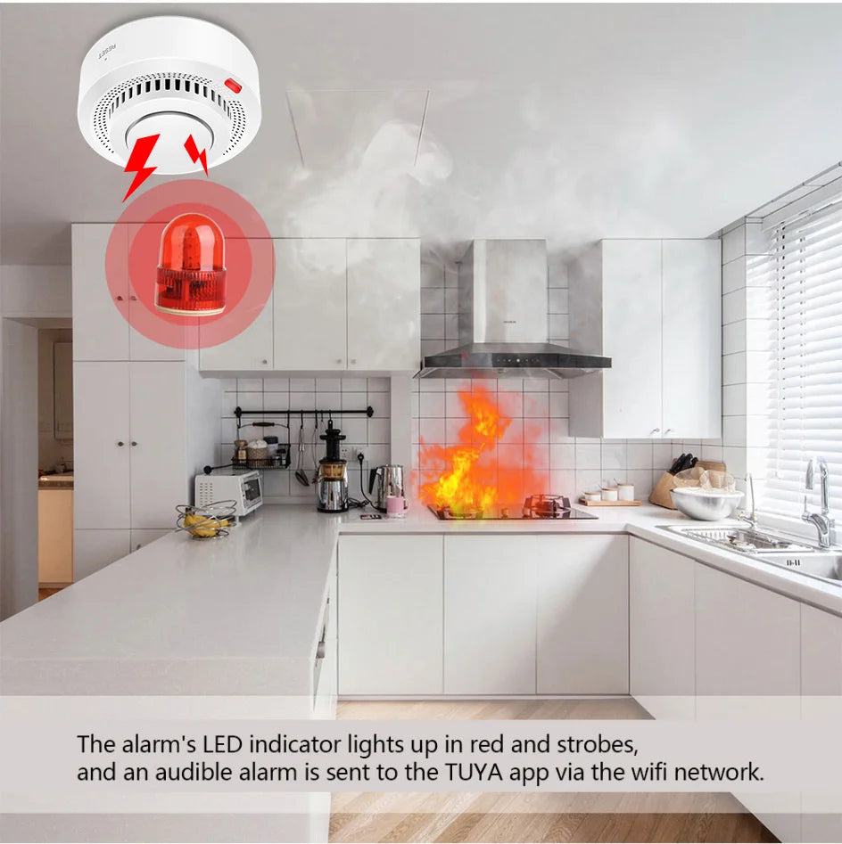 Tuya Smart WiFi Smoke Sensor Fire Protection Smoke Detector 85dB