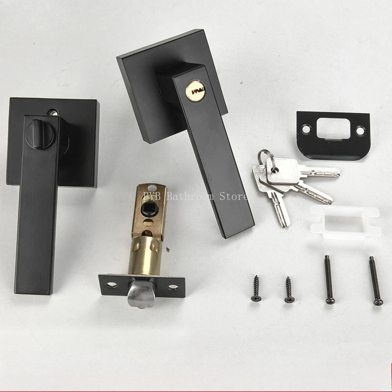 Black Door Handle Door Handle Lock Square Channel Privacy Mask Inte...