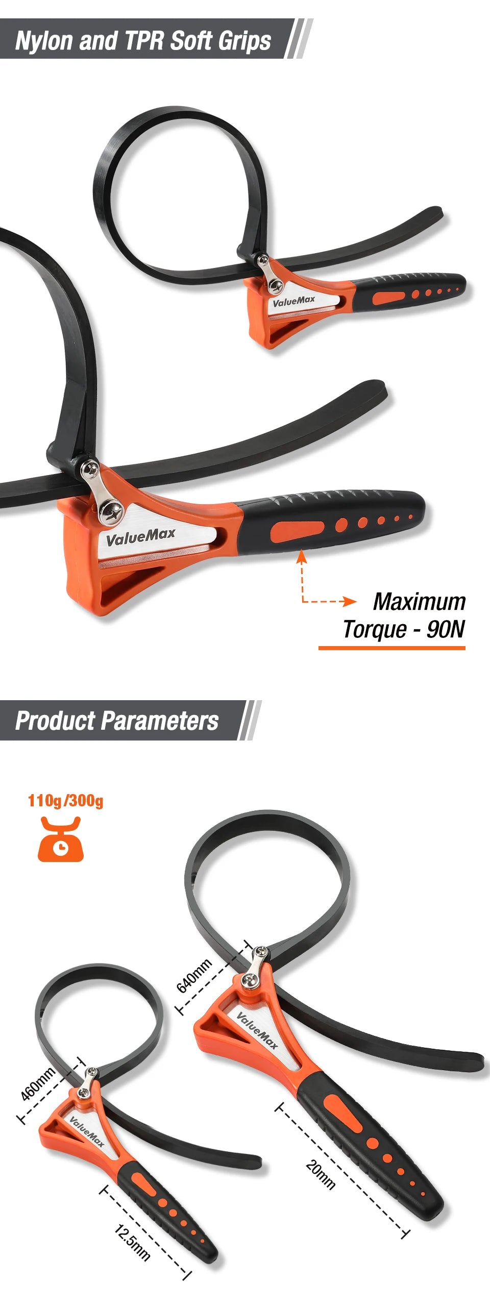 ValueMax 4" or 6"Strap Wrench Universal Rubber Strap Wrench Oil