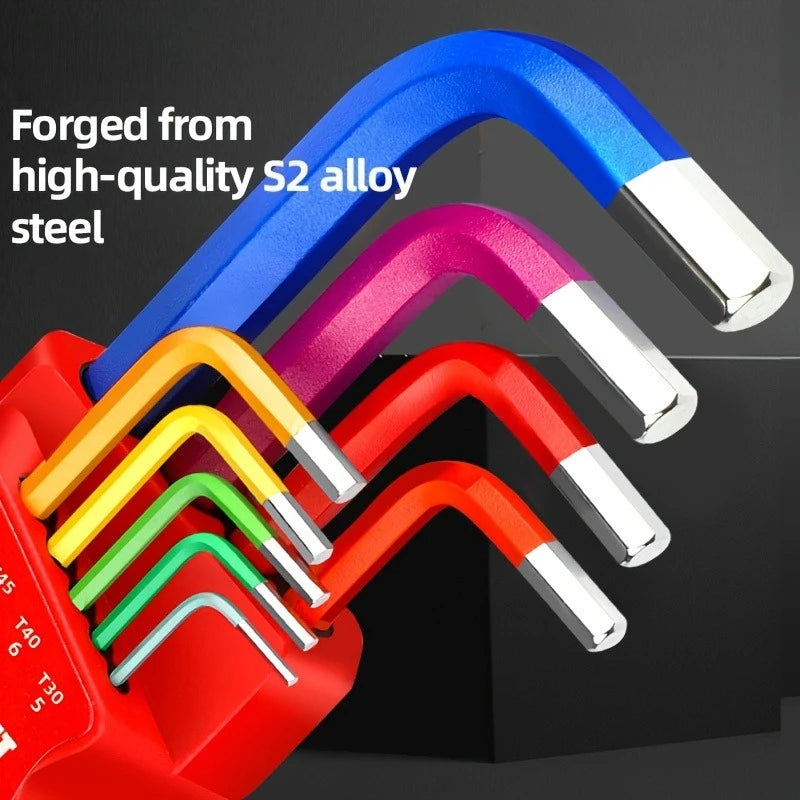 9pcs Industrial Ball End Hex Key Set, Heavy Duty Color Coded Allen