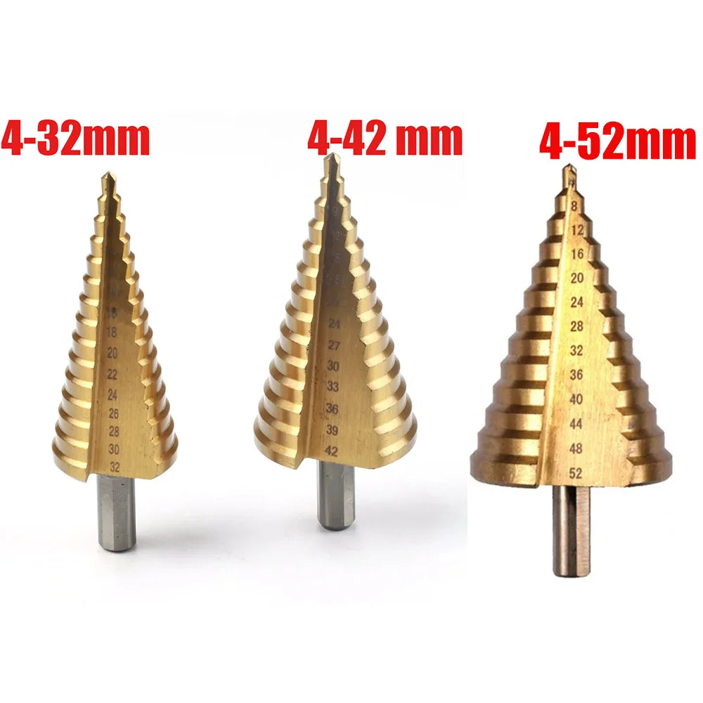 4-52mm 4-42mm 4-32mm Step Drill Bit Set Titanium Straight Flute