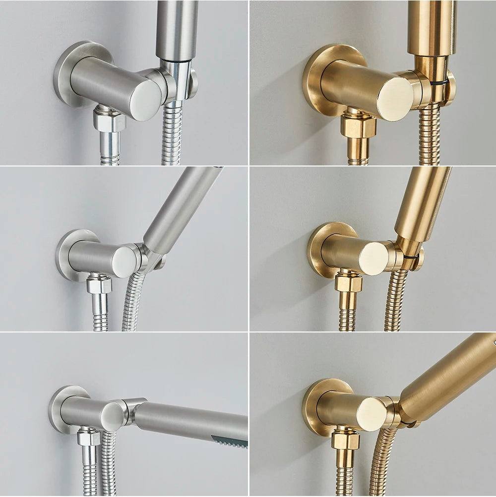 Poiqihy Chrome Shower Head Holder Handheld Shower Spray Bracket Wall