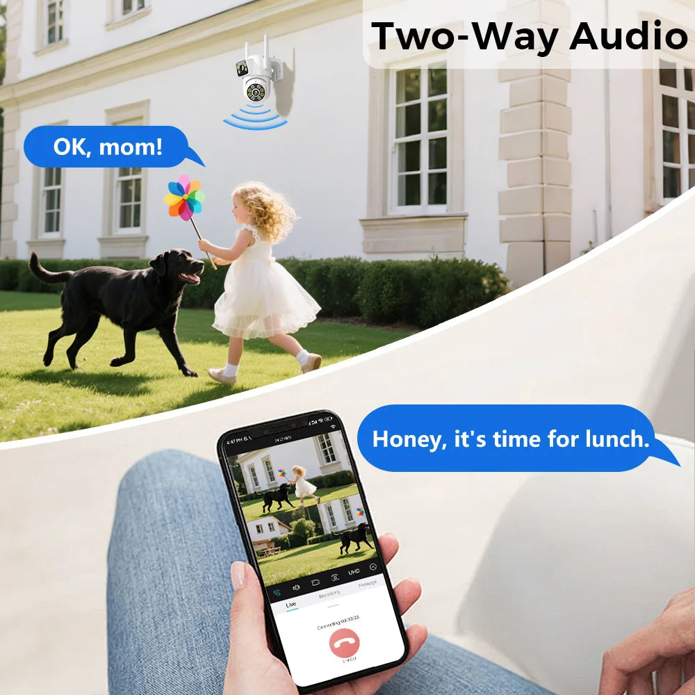 8MP 4K Outdoors Wifi Camera Dual Lens Security PTZ IP Camera 5X