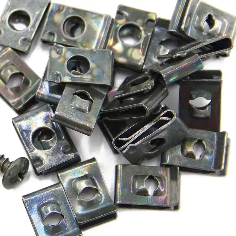 10/200pcs Car Metal Screw Clips Set U-Type Fastener Clip with Screw