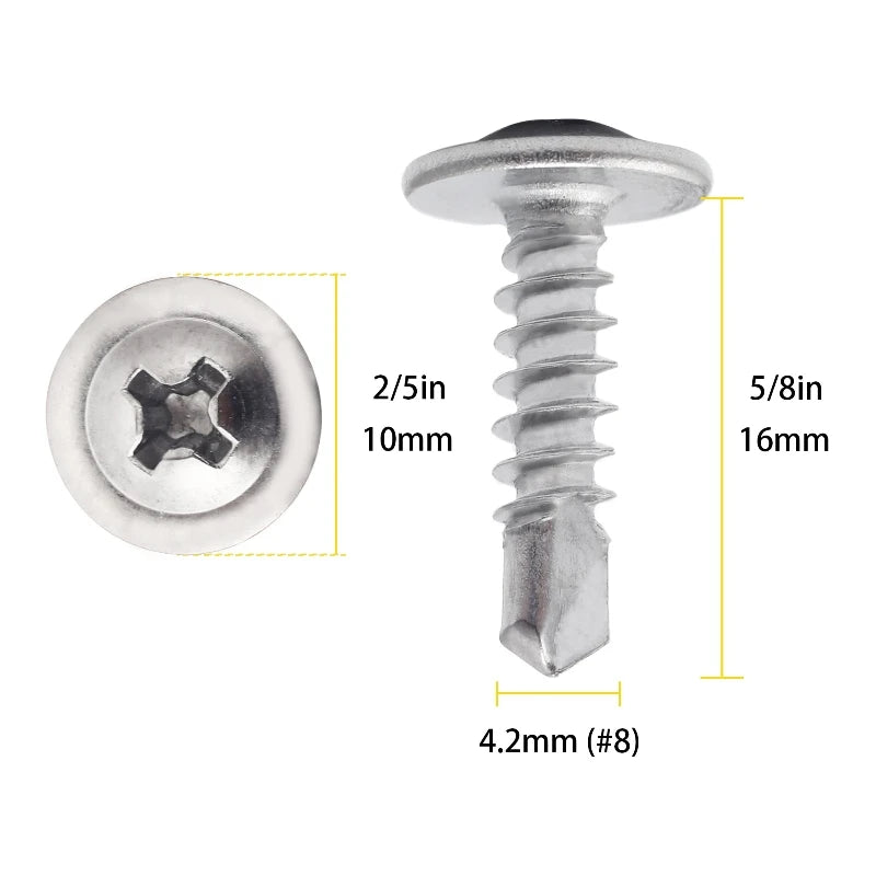 100pcs 410 Stainless Steel Truss Head Self-Tapping Screws