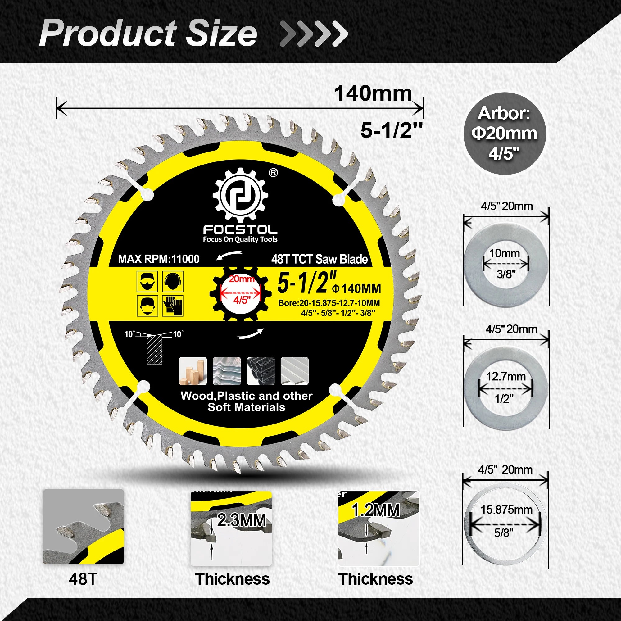 FOCSTOL TCT Carbide Wood Cutting Disc – Circular Saw Blade