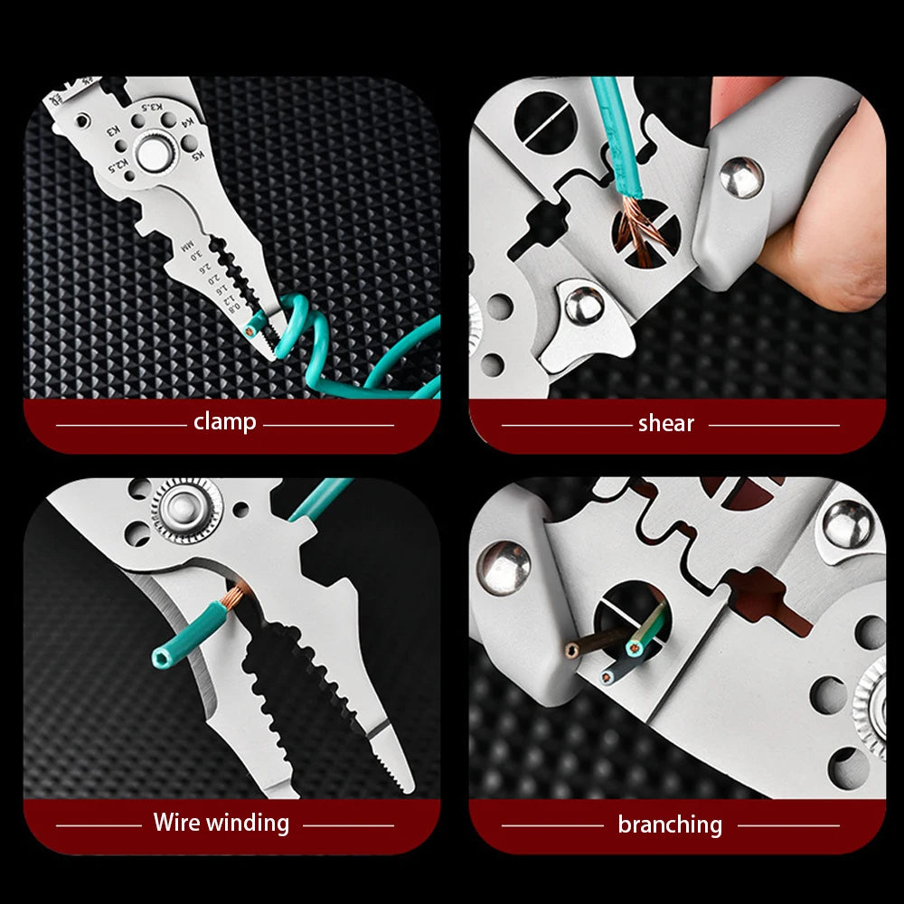 Pintudy 21 in 1 Wire Stripping Pliers Bent Non Slip Handle