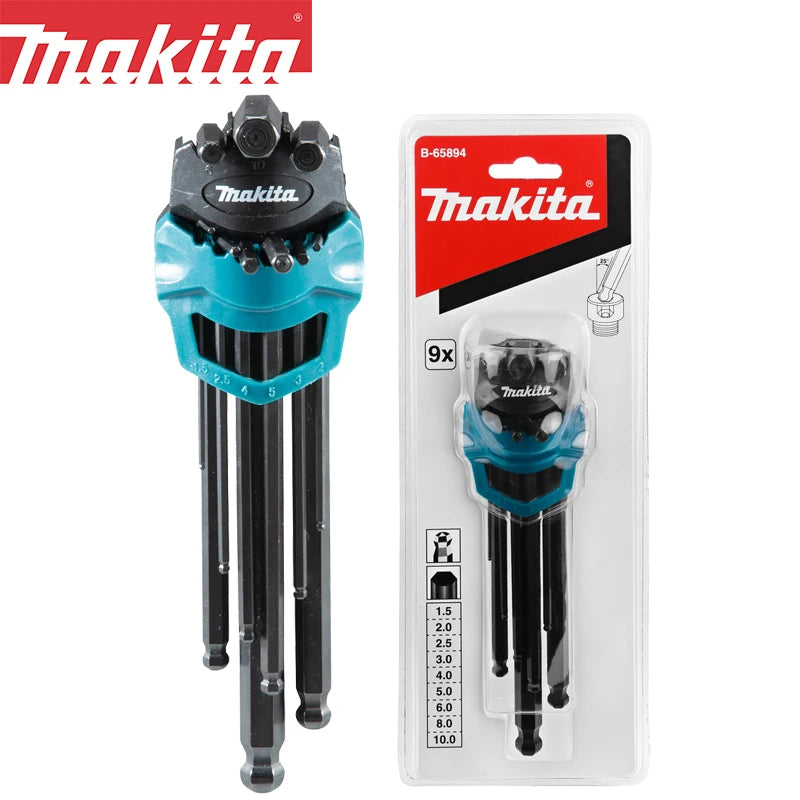 Makita B-65894 Hex Key Wrench Set 9-Piece Multiple Sizes Exagonal