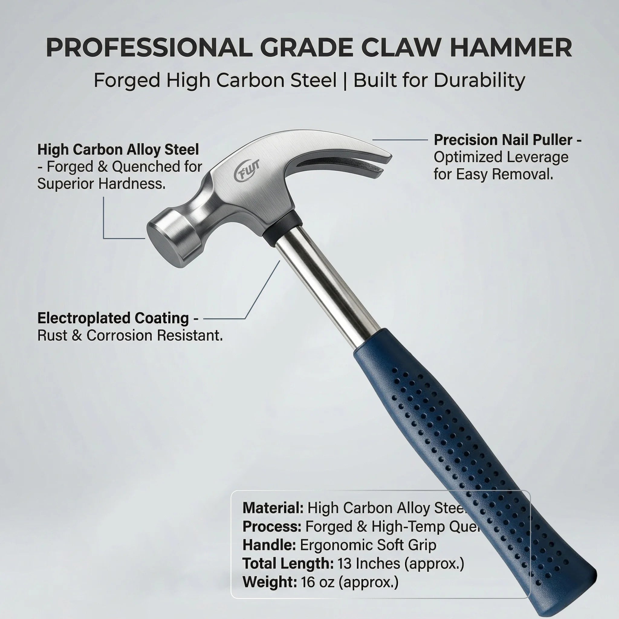 Multifunctional Claw Hammer Ergonomic Handle Heavy Duty Striking Tool