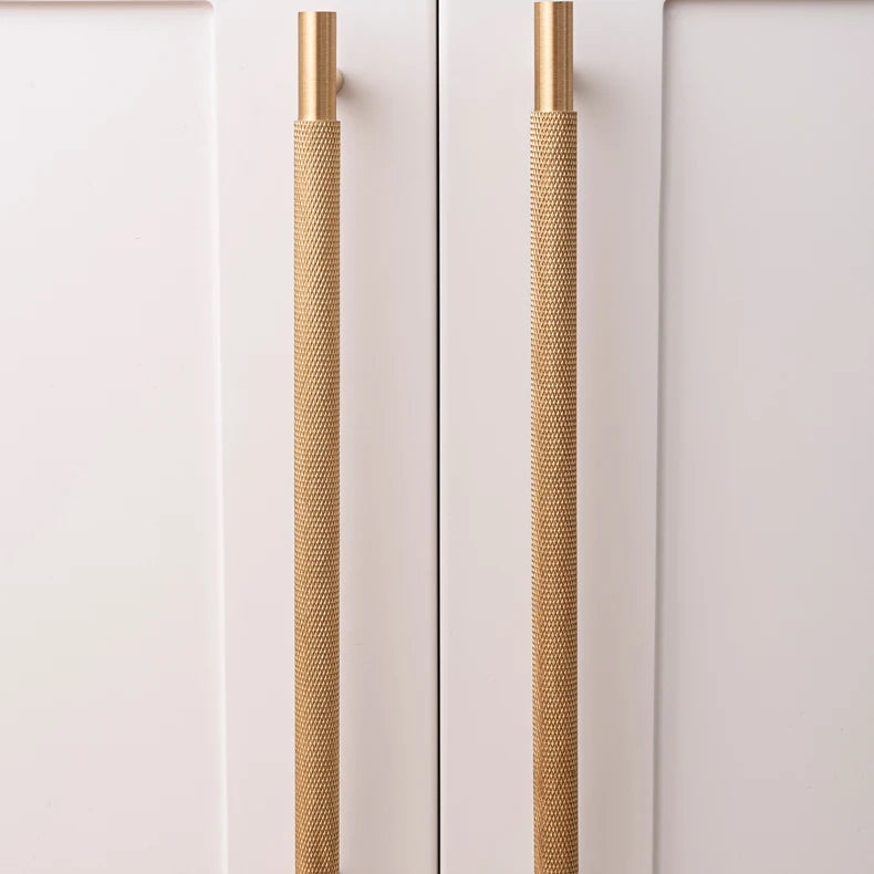 Santaya Solid Brushed Brass Handle Cross Knurled Kitchen Cabinet