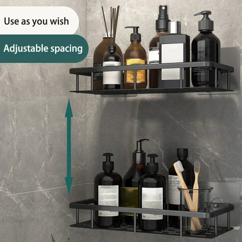 Bathroom Shelf Kitchen Storage Organizer Aluminum Alloy Shampoo Rack