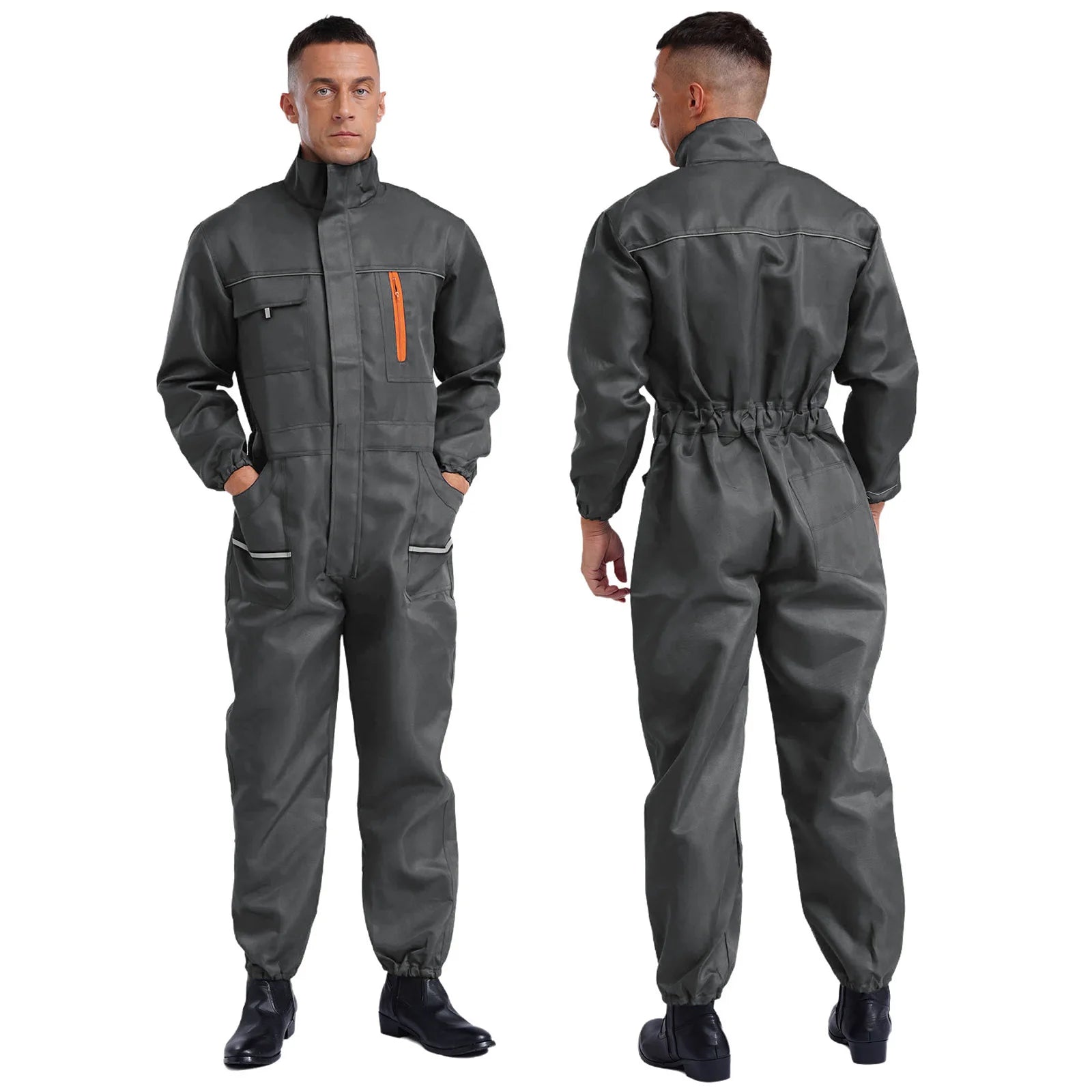 Men Women Resistant Work Coveralls Long Sleeve Multi-pockets Jumpsuit