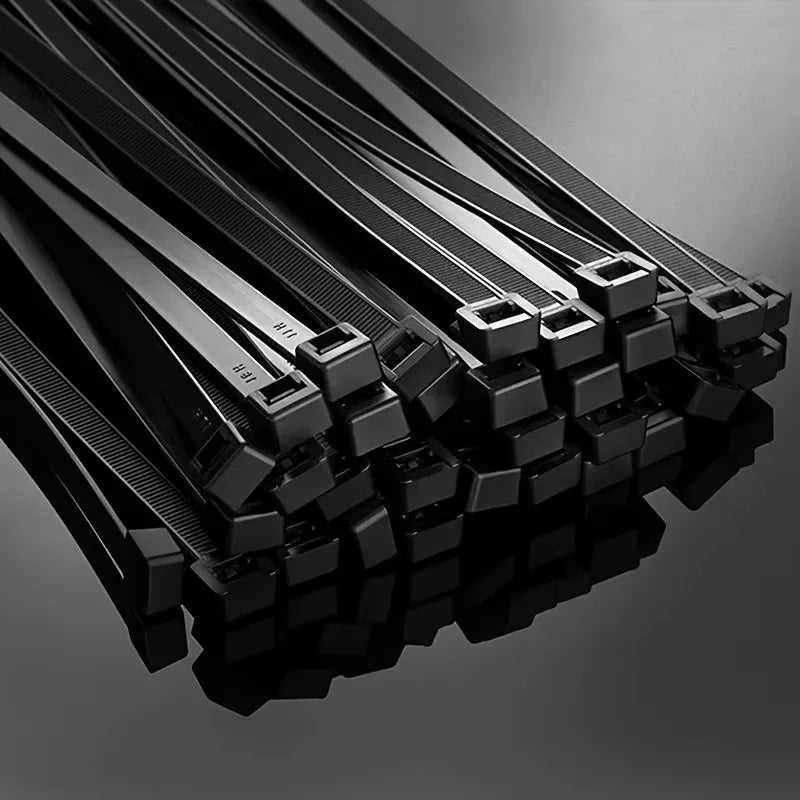 100pcs Black Cable Ties High Tensile Strength, Uv Resistant
