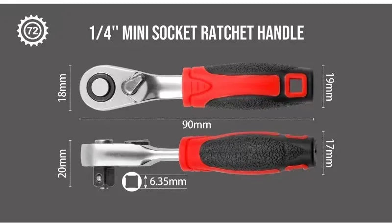 Mini treble 1/4 Ratchet Wrench Double Ended Quick Socket Ratchet