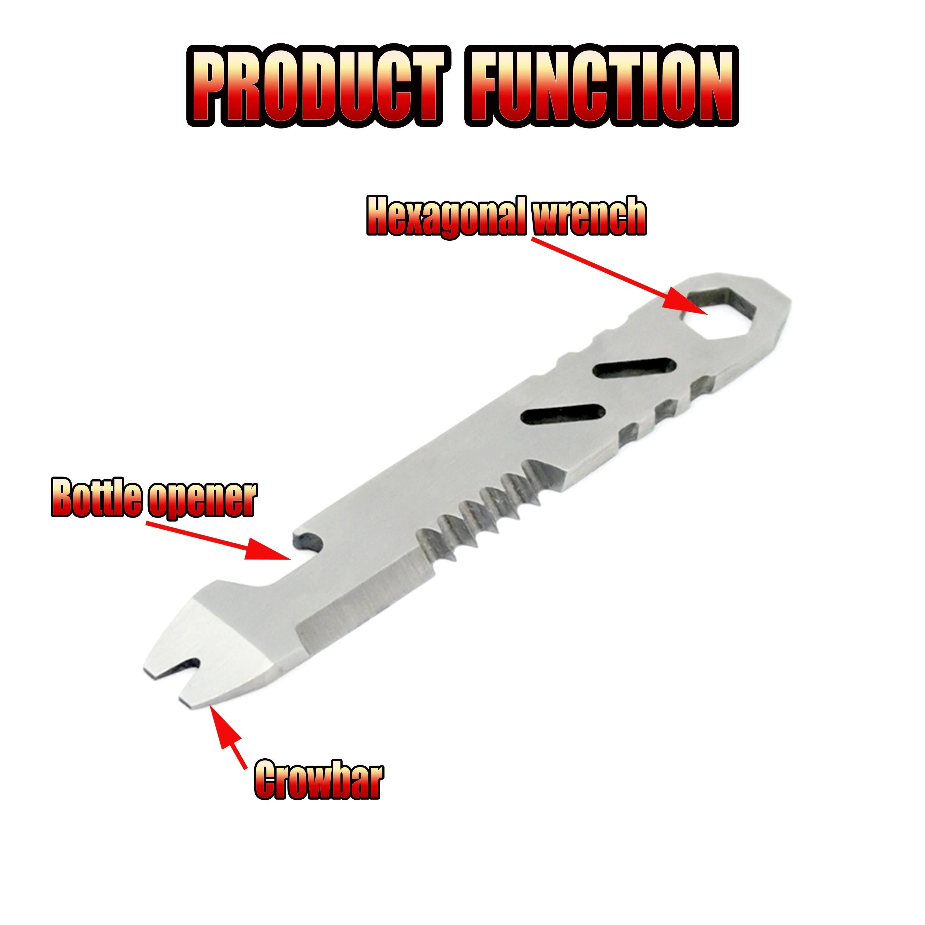 Mini stainless steel crowbar, multi-function Allen wrench