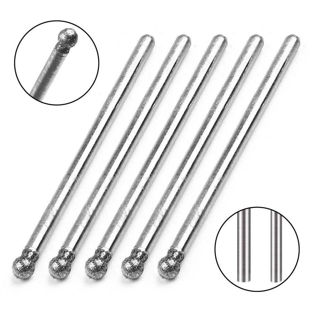 5Pcs 0.5mm-8mm Diamond Round Burring Sanding Drill Bit Cutting