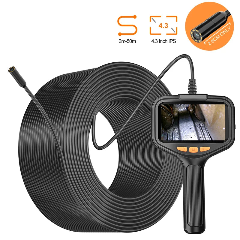 4.3'' Industrial Endoscope Camera 1080P HD 50m Rigid Cable Hand-held