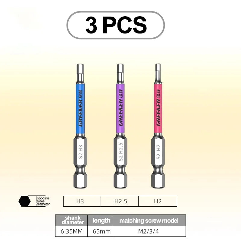GREENERY Rainbow Hex Head Allen Wrench Screwdriver Bit Set S2