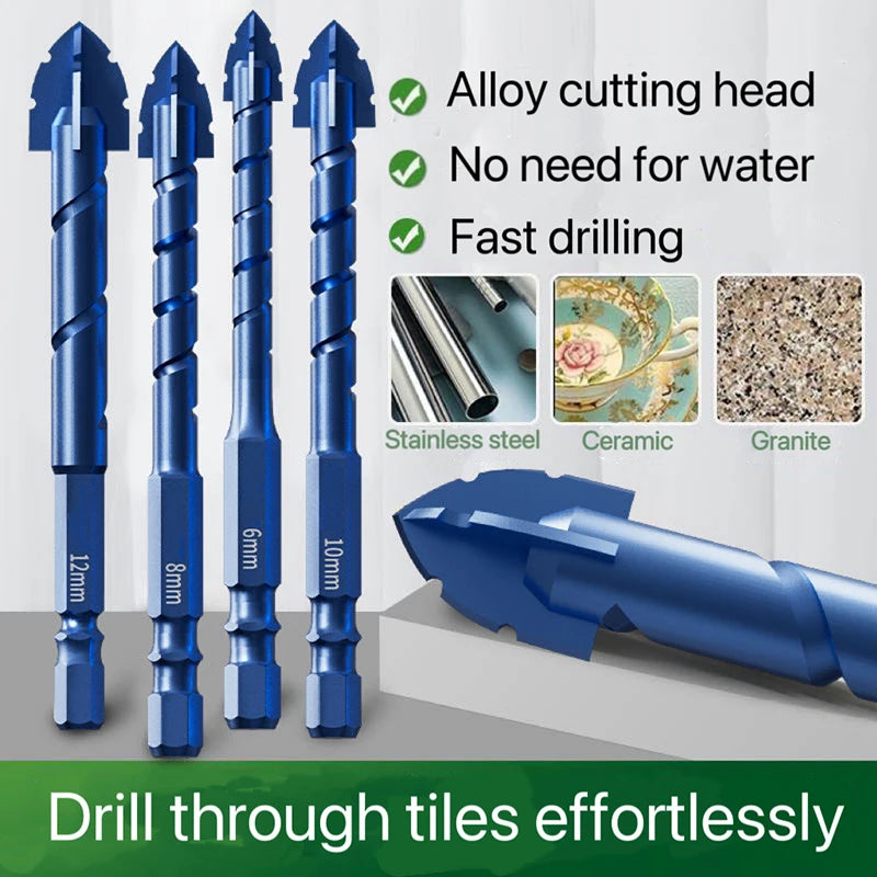 Professional Carbide Four-edge Serrated Drill Bit Set For Tile