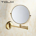 TOLM-High Quality Gold 8 Inch Mirror Wall Mounted Bathroom Makeup M...