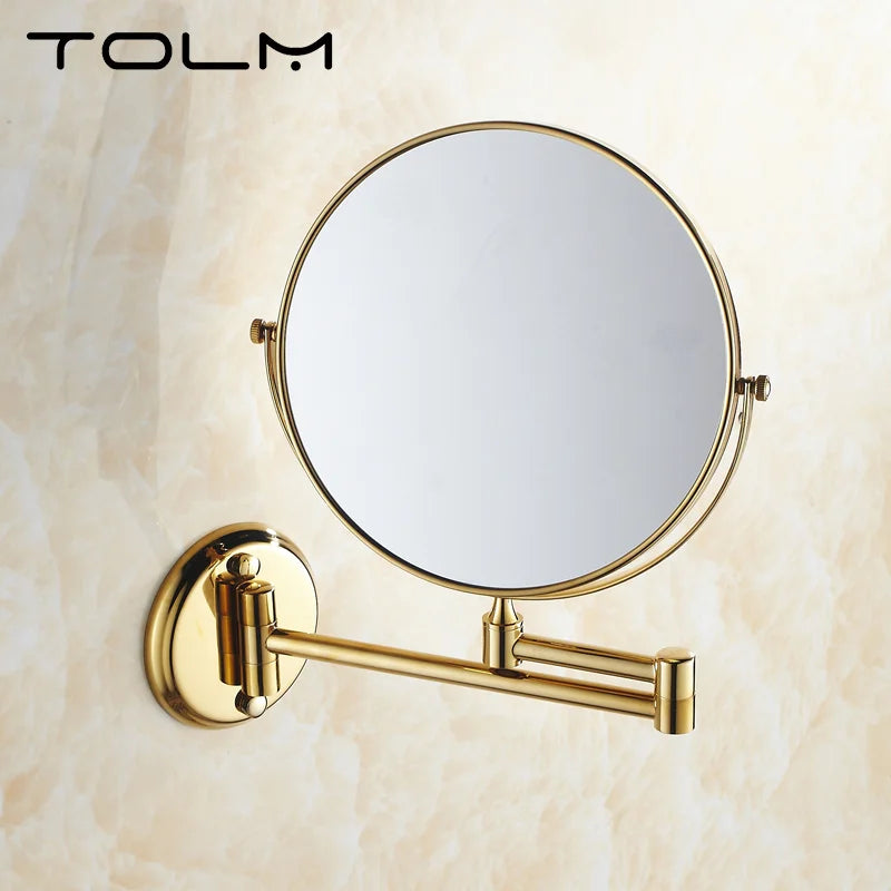 TOLM-High Quality Gold 8 Inch Mirror Wall Mounted Bathroom Makeup M...
