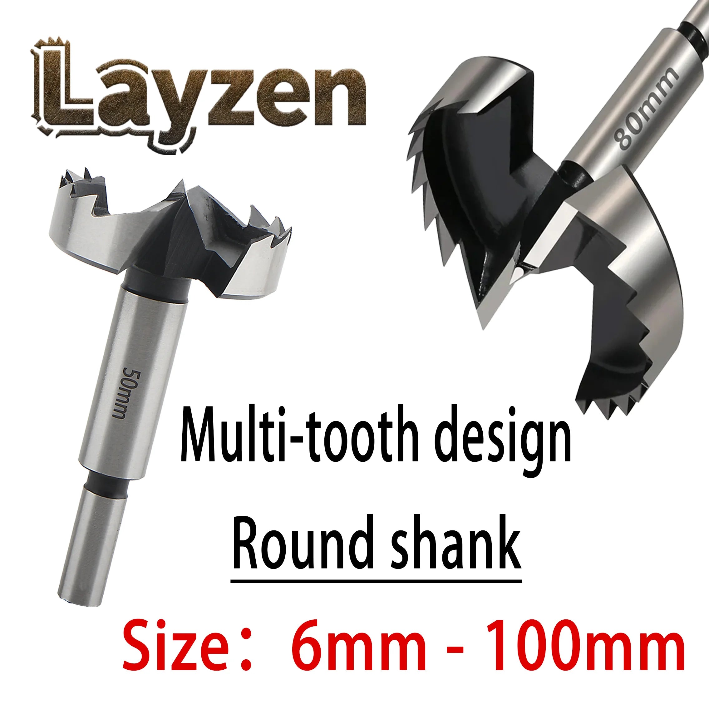 Layzen 1Pcs 6mm-100mm Multi-Tooth Forstner Drill Bits Woodworking