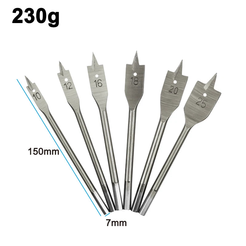6pc Natural Color Three Pointed Flat Drill Hexagonal Handle