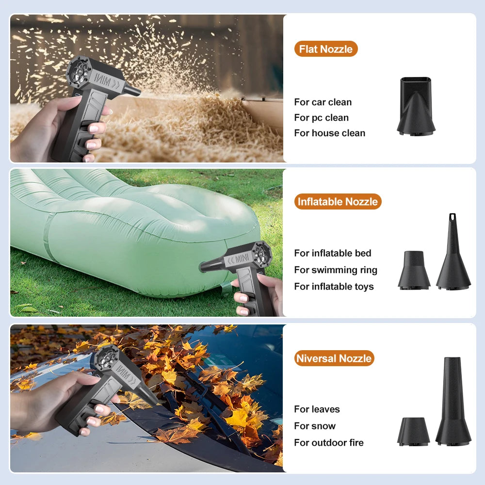 130000RPM Turbo Electric Air Duster – Type-C Rechargeable 5 Nozzles