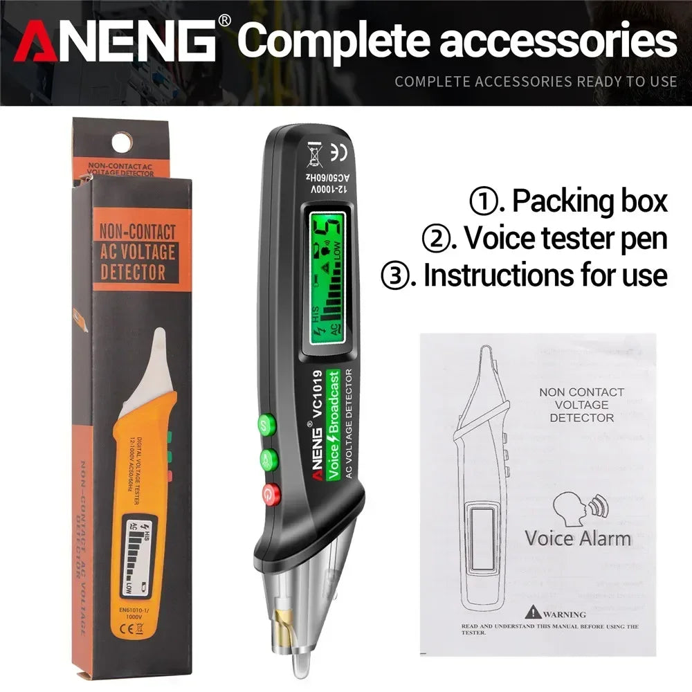 ANENG VC1019 Non-Contact Voltage Tester Pen Voice Broadcast Red Laser