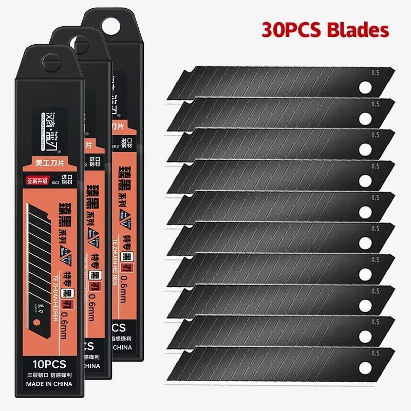 100/10PCS Carbon Steel Replace Utility Knife Blade 100mm*18mm Black