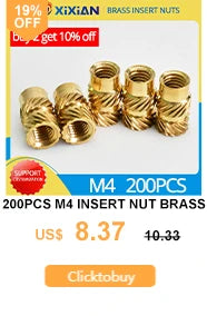 M2 M2.5 M3 M4 M5 M6 Brass Heat Set Insert Nut Hot Melt Knurled