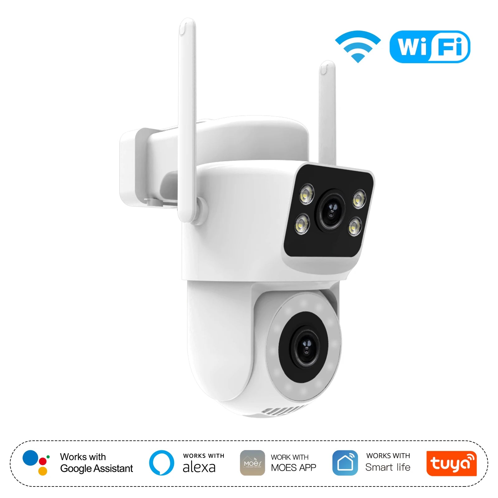 Moes Tuya Smart WiFi Outdoor Security Camera 4MP Dual Screen 2.4G/5G