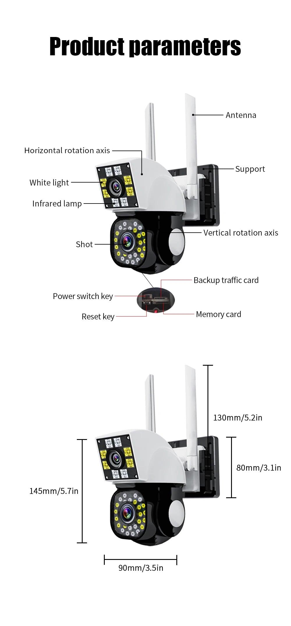 Neye 4K/8MP Wireless WiFi Camera 1080P Dual Lens Dual Screen Outdoor