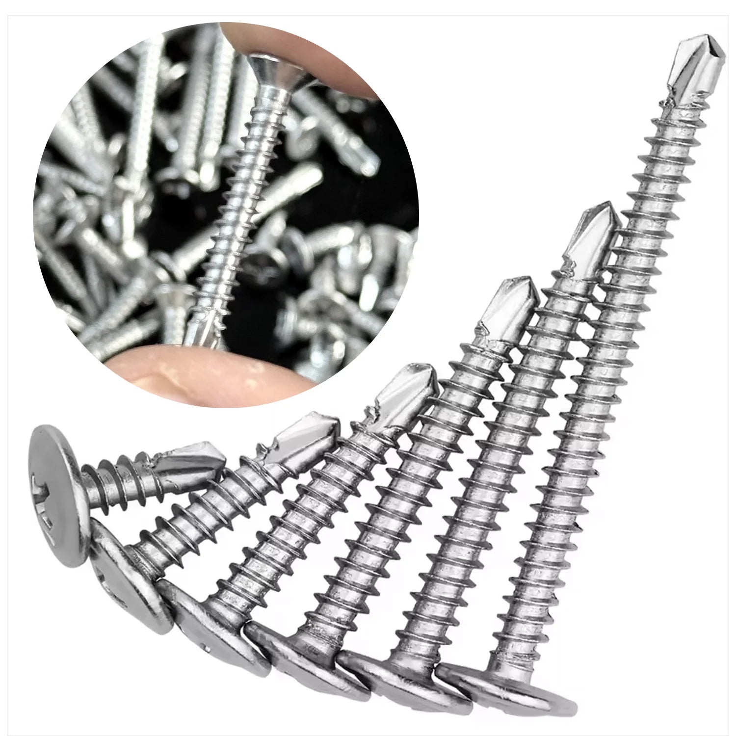 200/20pcs M4.2 Stainless Steel Self-Tapping Screws Cross Flat Head