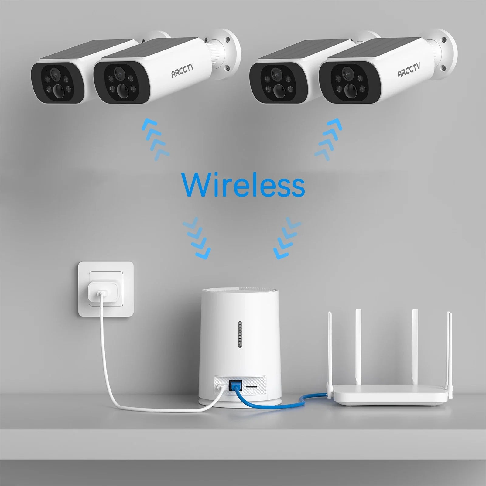 ARCCTV 4MP Wifi Solar Battery Camera Kit Surveillance Security System