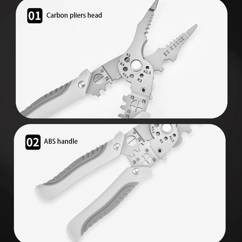 Pintudy 21 in 1 Wire Stripping Pliers Bent Non Slip Handle