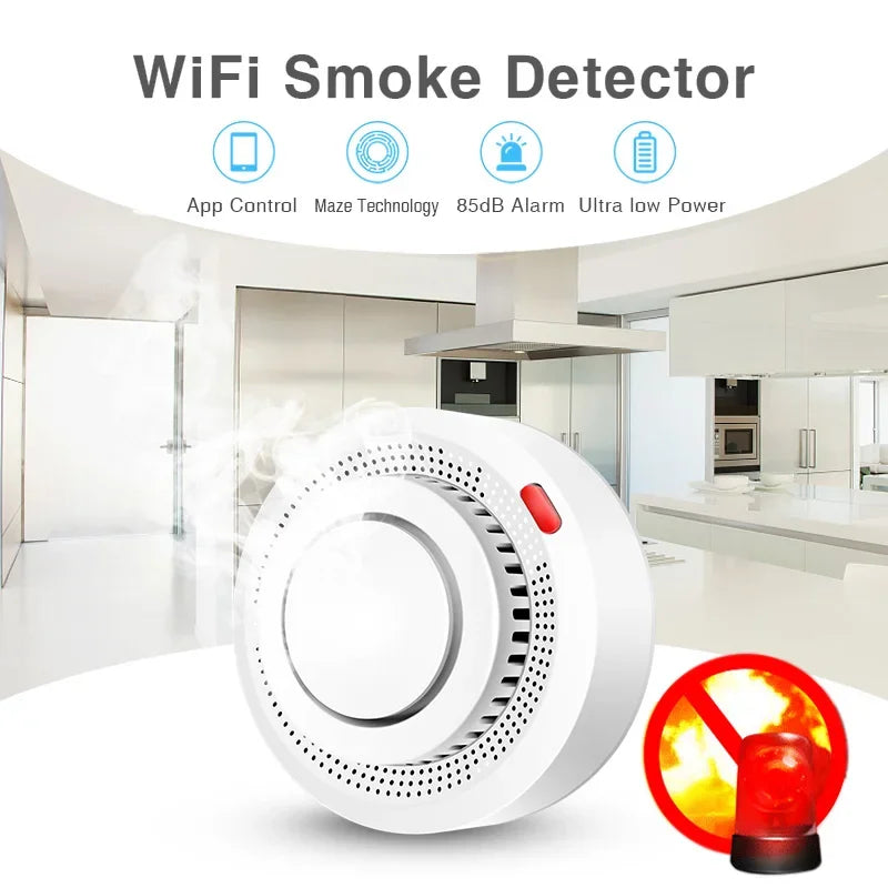 Tuya Smart WiFi Smoke Sensor Fire Protection Smoke Detector 85dB
