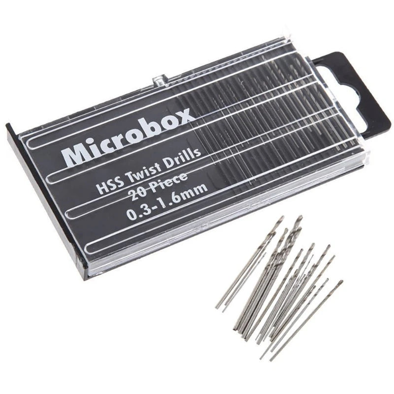 20pcs 0.3mm-1.6mm HSS Twist Drill Mini Hand Drill Hole Puncher Micro