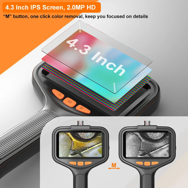 4.3'' Industrial Endoscope Camera 1080P HD 50m Rigid Cable Hand-held