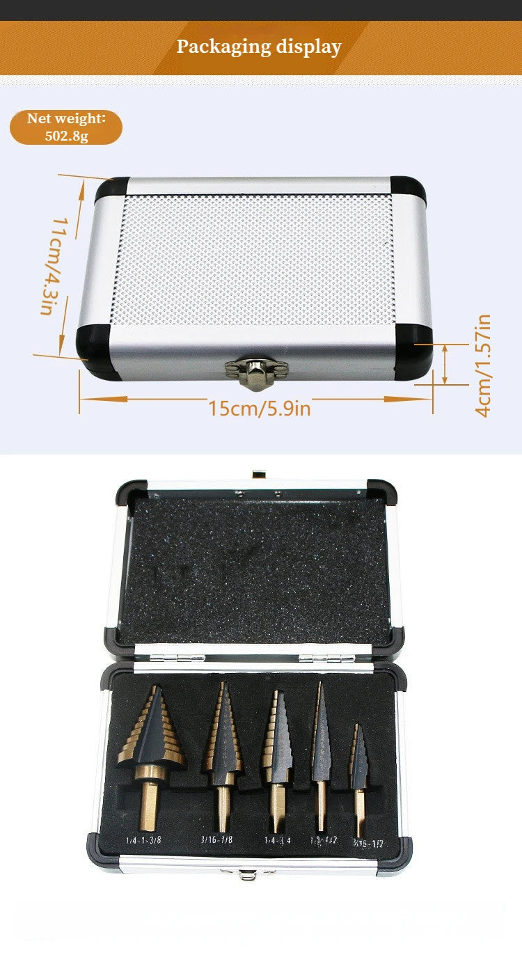 5-in-1 multi-step drill bit, high-precision drilling step drill bit
